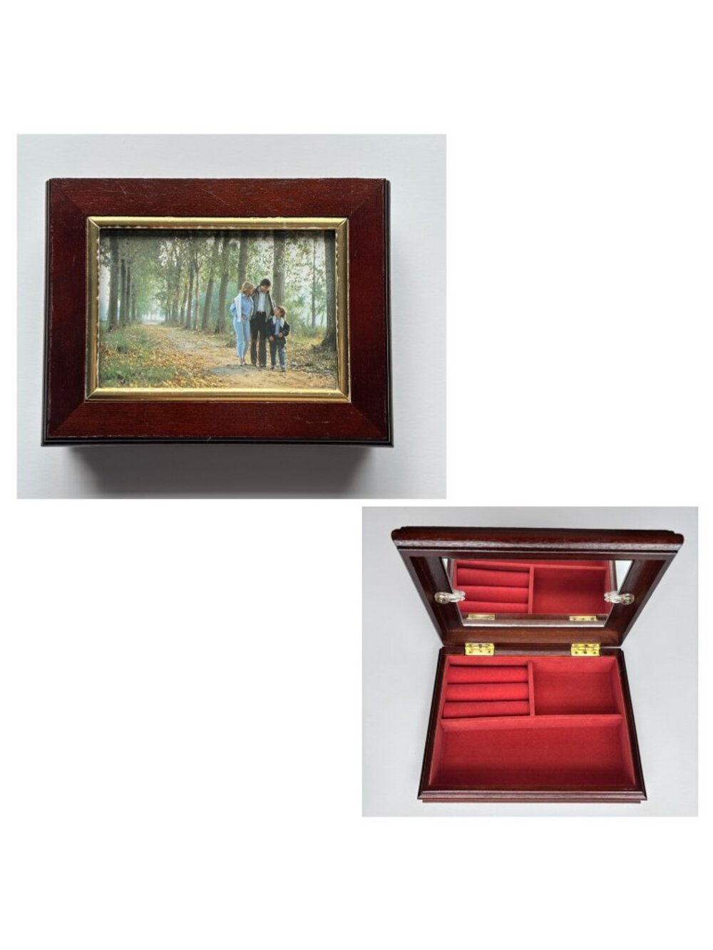Wooden Picture Frame Jewelry Box With Mirror